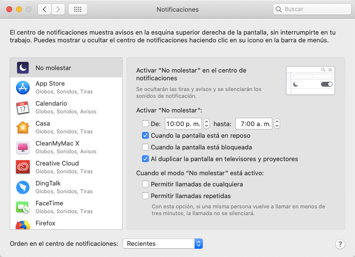 Desactivar No molestar en Mac