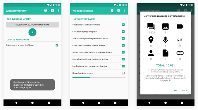 pasar WhatsApp de iPhone a Android con Wazzap Migrator