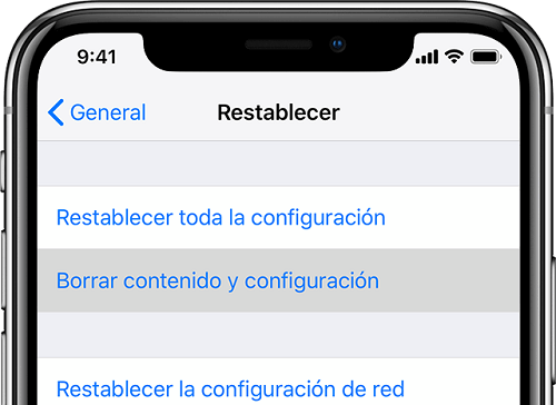 restablecer configuraciones de red en iPhone